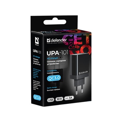 Сетевое 3У UPA-101 1-порт USB 18W QC 3.0 Defender 83573
