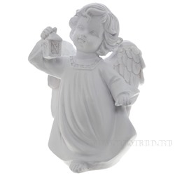 Фигура декоративная Ангел с фонариком (цвет белый), L11W8H15 cм