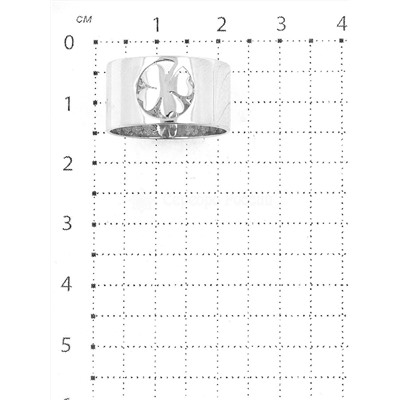 Кольцо широкое клевер На удачу из серебра родированное 925 пробы 1-1646р