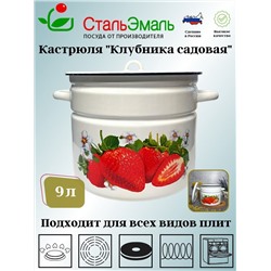 Кастрюля 9,0л цил. белосн. Клубника садовая 1с200с