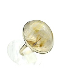 Кольцо с рутиловым кварцем (волосатик золотой) "Овал" 20*24мм, размер 20