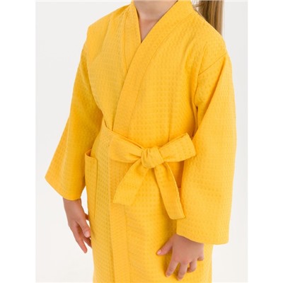 Халат вафельный детский «Кимоно», размер 30, цвет желтый