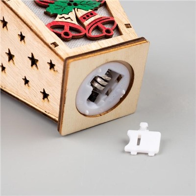 Ёлочная игрушка «Фонарь с колокольчиками», от батареек, свечение тёплое белое