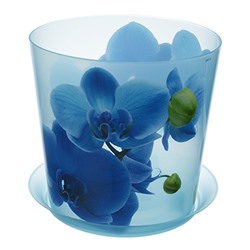 Горшок для цветов п/эт. с поддоном "Орхидея голубая" 1,2л (d12,5см) (М 3105)