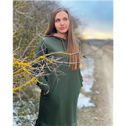Длинное платье в русском стиле, хаки 06, SALE