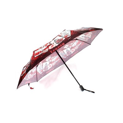 Зонт женский ТриСлона-L 3763F,  R=58см,  суперавт;  7спиц,  3слож,  облегченный,  набивной "ФОТОСАТИН",  Лондон 245687