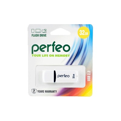 Флеш-диск Perfeo USB 32GB C02 White PF-C02W032