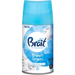 Освежитель воздуха BRAIT Freshmatic FRESH LINEN, аромат Цветочно-свежий Сменный баллон 250мл (совместим с AirWick)