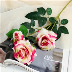 Цветы искусственные "Роза тройная" 6х61 см, бело-розовый