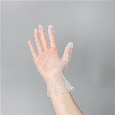 Перчатки виниловые, смотровые, нестерильные, размер S, 100 шт/уп (50 пар), цвет прозрачный