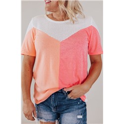 White Plus Size Colorblock Waffle Knit Tee