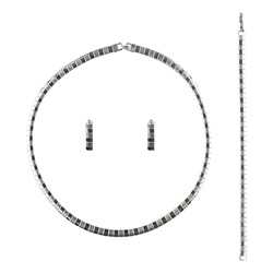 UH033 Комплект (цепочка, браслет и серьги), цвет серебряный