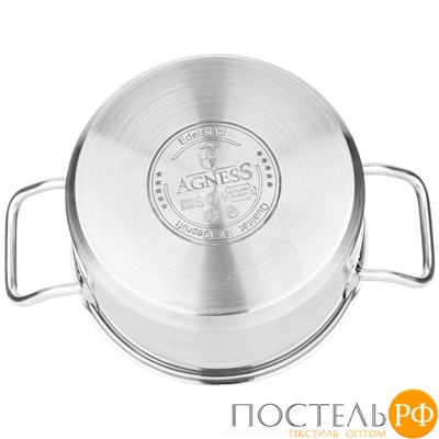 916-455 КАСТРЮЛЯ AGNESS 16X10 СМ 1,8 Л ВЫСОКОКАЧЕСТВЕННАЯ НЕРЖ СТАЛЬ 18/10 С КРЫШКОЙ НЖС