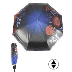Зонт женский ТриСлона-L 3851C,  R=58см,  суперавт;  8спиц,  3слож,  набивной панорамный "Эпонж",  черный/синий 259936