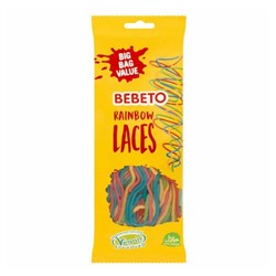 Мармелад Bebeto Rainbow Laces со вкусом клубники, черной смородины, персика и яблока 200гр