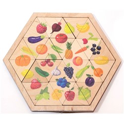 Пазл деревянный "Занимательные треугольники. Овощи, фрукты, ягоды" (00778) "Десятое королевство"