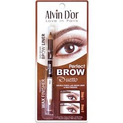 Alvin D`or P1-4 Дуэт для бровей двойной карандаш+Воск Brow Perfect (тон 02 Dark Brown)