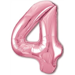 Шар Цифра "4" Slim, Розовый 40''/102 см