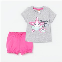 CSNG 90039-11-280 Комплект для девочки (футболка, шорты), светло-серый меланж