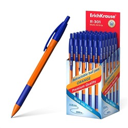 Ручка шариковая "Erich Krause.R-301 Orange Matic&Grip" синяя 0,7мм автомат 46762