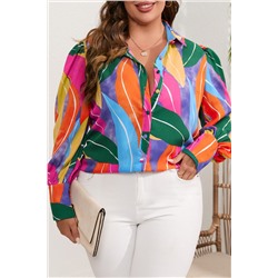 Multicolor Flora Print Plus Size Shirt