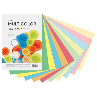 Бумага "OfficeSpace. Multicolor" А4, 80г/м, 100л./10цв. (MC_62241)