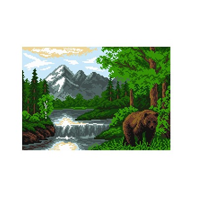 Рисунок на канве МАТРЕНИН ПОСАД арт.28х37 - 0410 Пейзаж с медведем