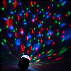 Световой прибор «Хрустальный шар» 7.5 см, свечение RGB, 220 В, чёрный, УЦЕНКА