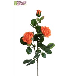 Роза 3 бутона, силикон - оранжевый