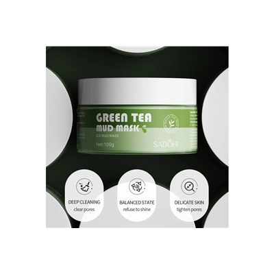 SADOER Глиняная маска для лица на основе экстракта зелёного чая, 120 гр