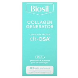 BioSil by Natural Factors, Advanced Collagen Generator, средство для стимулирования производства коллагена, 60 маленьких веганских капсул