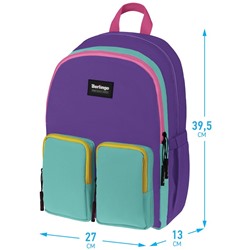 Рюкзак Berlingo Color blocks "Lilac mint" (RU08102) 39*28*17см, 2 отделения, 4 кармана, уплотненная спинка