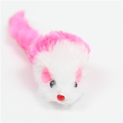 Игрушка для кошек "Малая мышь" двухцветная, 5 см, белая/розовая