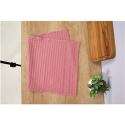 Полотенце вафельное, размер 30x60 см, цвет розовый