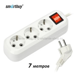 Удлинитель с выключателем Smartbuy 3 гнезда 7 метров 16А/3,5кВт White (UM)