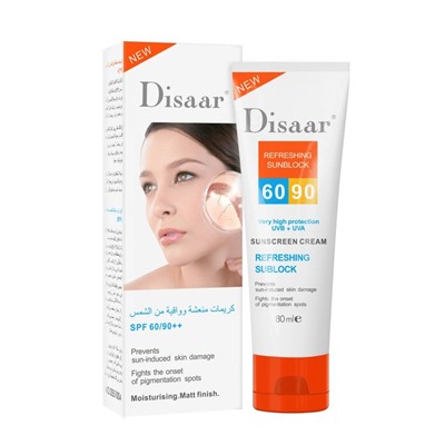 DISAAR  Крем Солнцезащитный REFRESHING SUNBLOCK SPF 60/90 Увлажняющий, Матирующий  80мл  (DS-51004)