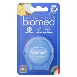 Сплат Объемная вощеная зубная нить Dental Floss c ароматом кокоса и манго 6+, 50 м (Splat, Biomed)