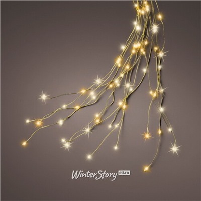 Гирлянда на елку 180 см Лучи Росы, 12 нитей, 408 теплых/экстра теплых белых микро LED ламп с мерцанием, золотая проволока, IP44 (Kaemingk)