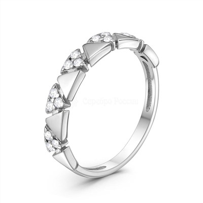 Кольцо из серебра с фианитами родированное 925 пробы 10-1163