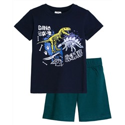 Комплект для мальчика (футболка-шорты)  4291  т.синий/т.бирюзовый