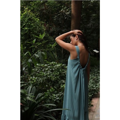 7014 Платье Мальдивы для пляжа и фотосъёмки серо-голубое (остаток: 42)