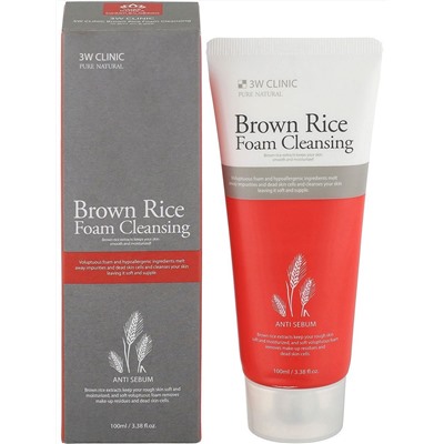 3W Clinic Пенка для умывания коричневый рис - Cleansing foam brown rice, 100мл