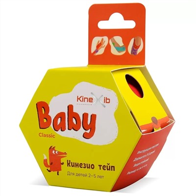 Кинезио тейп Classic Baby 4 см х 4 м красный, принт лиса