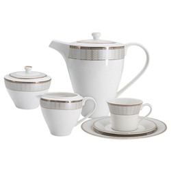 Сервиз чайный 21 предмет на 6 персон "Амалия" (6 чашек 0.18л , 6 блюдец, 6 тарелок 20см , чайник 1.3