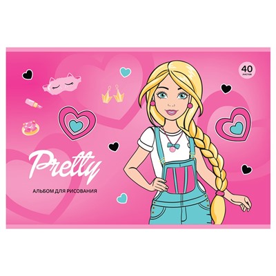 Альбом для рисования BG А4 40л. на скрепке "Pretty Girls" (АР4гр40 10938) обложка картон