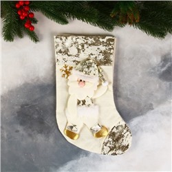 Носок для подарков "Дед Мороз в колпачке, поталь" 20х33 см, золото