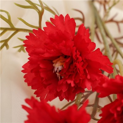 Цветы искусственные "Гвоздика кустовая" d-6 см 59 см, красный
