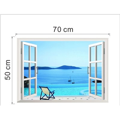 Виниловая наклейка Окно с видом на море 3D