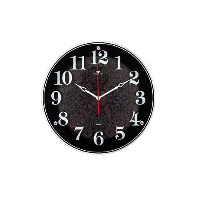 Часы настенные круг d=39см, корпус черный "Классика с узором" "Рубин" 4040-1244B (5)