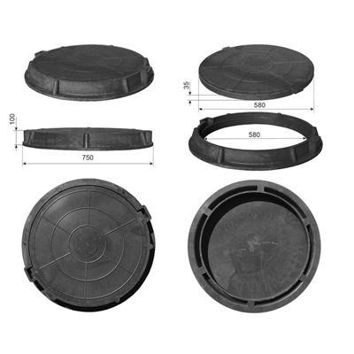 Люк ППК ревизионный, тип «Л», d = 58 см, до 3 тонн, чёрный